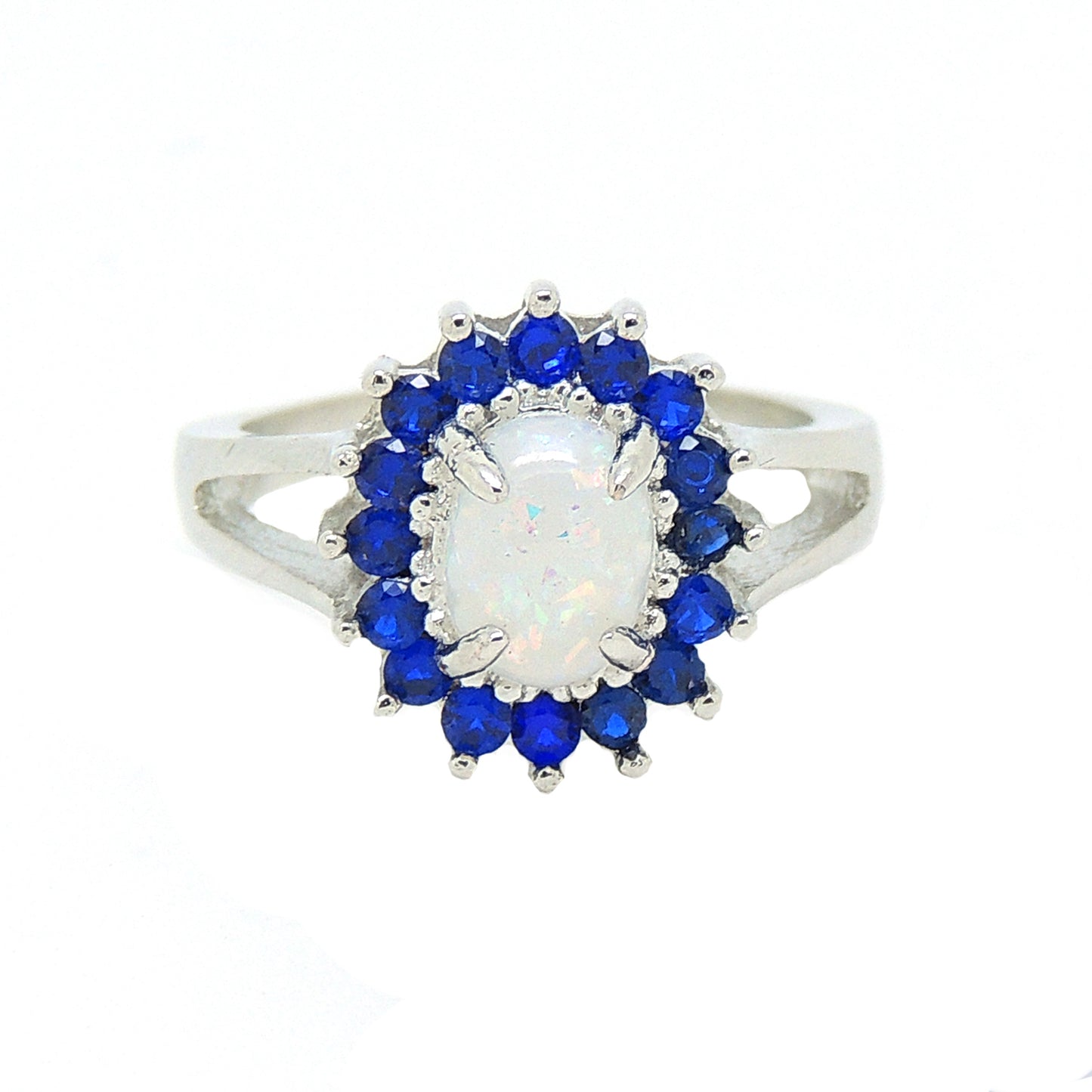 Reese Statement Engagement Ring Fire Opal Blue Cu Womens Ginger Lyne Collection - 9