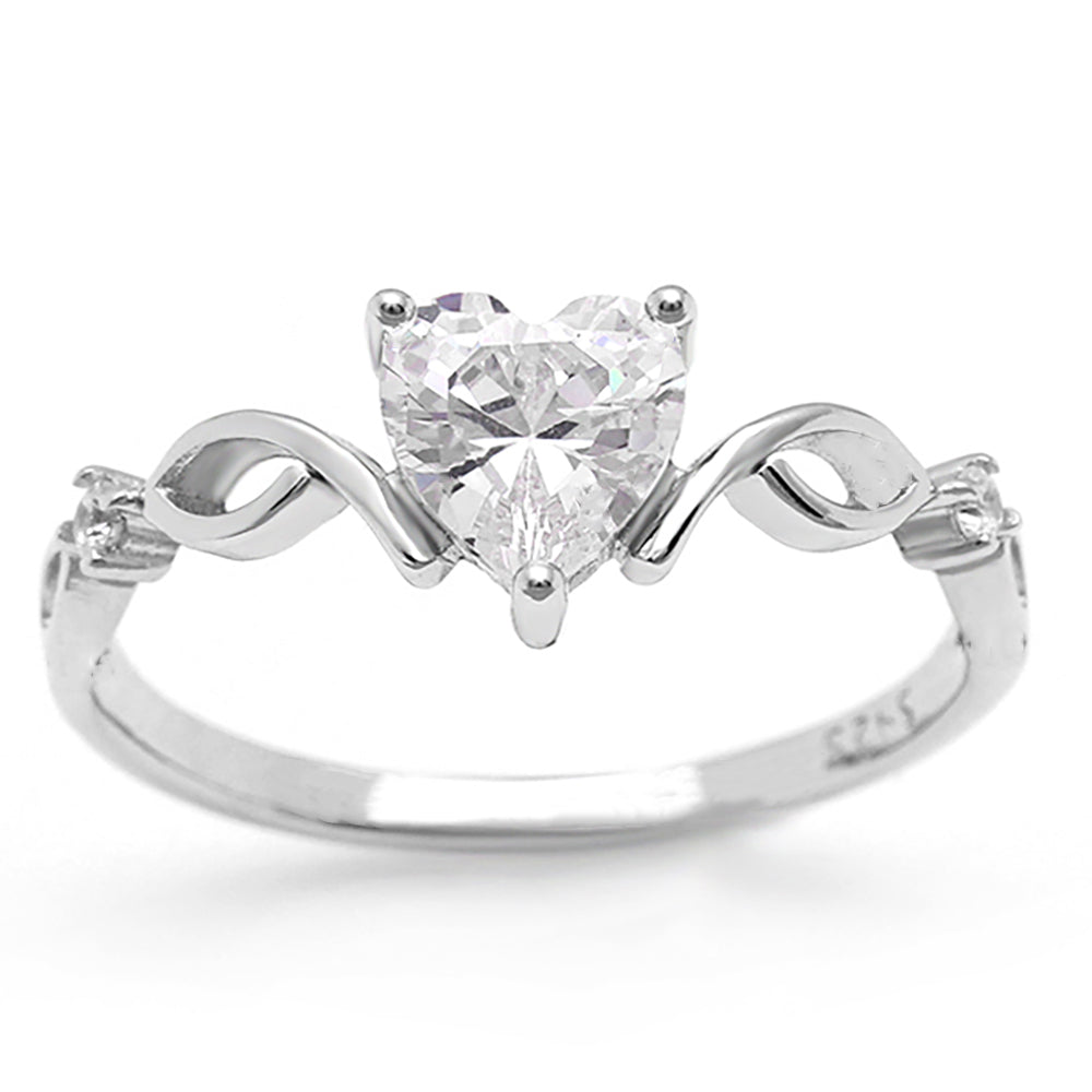 Allie Engagement Ring for Women by Ginger Lyne Collection  Cz Heart Gold Sterling Silver - Silver,5