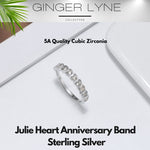 Load image into Gallery viewer, Sterling Silver Wedding Band for Women CZ Heart Anniversary Ring by Ginger Lyne Collection - 10
