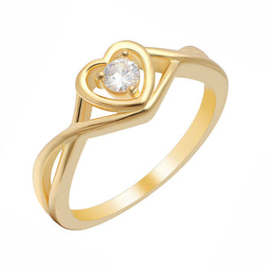 Christine Engagement Ring Promise Heart For Women Yellow or Rose Gold Cz Ginger Lyne Collection - Gold-Clear,7