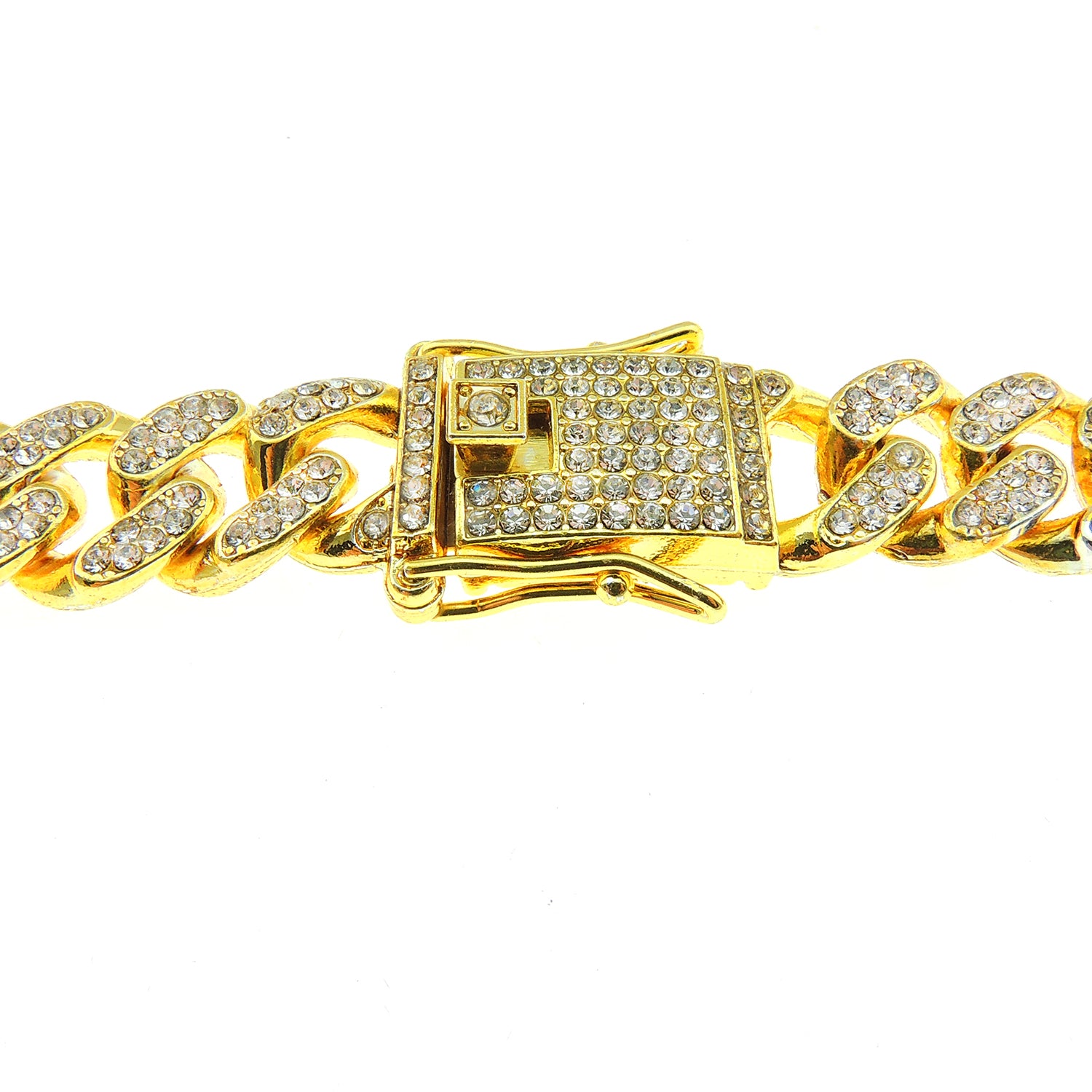 Gold Cuban Link Chain Necklace Iced Out Hip Hop Men Women Ginger Lyne Collection - 30 Inch Gold