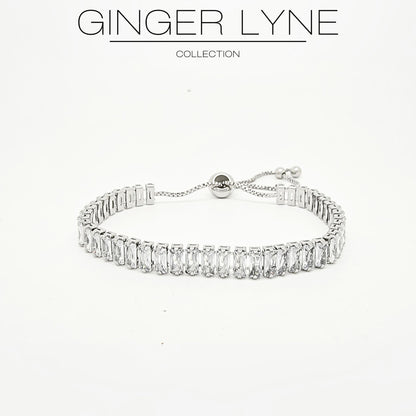 CZTennisBraceletforWomenAdjustableChainSlideBeadWhiteGoldPlatedGingerLyneCollection_Clear-3