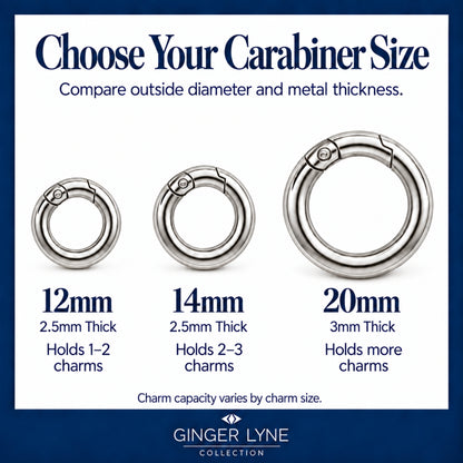 Carabiner Charm Necklace for Women Paperclip Chain Round Carabiner Holder Stainless Steel by Ginger Lyne - 20mm/Silver