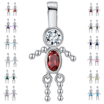 Load image into Gallery viewer, Baby Birthstone Pendant Charm by Ginger Lyne, Boy July Ruby Red Cubic Zirconia Sterling Silver - Boy July
