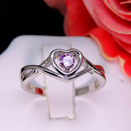 Christine Engagement Ring for Women Promise Heart Birthstone Cz Sterling Silver by Ginger Lyne