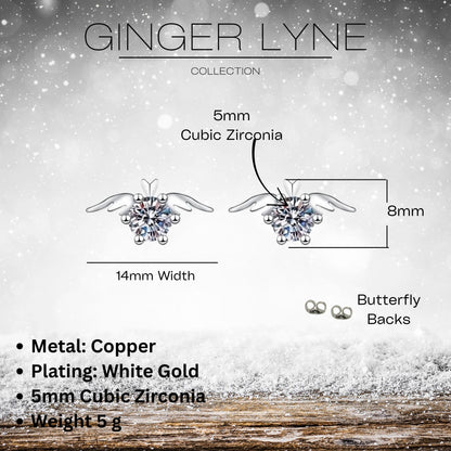 AngelWingsStudEarringsforWomenWhiteGoldPlatedCubicZirconiabyGingerLyne_Silver-4