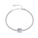 Load image into Gallery viewer, Halo Tennis Chain Bracelet for Women Adjustable Sterling Silver Clear CZ Ginger Lyne Collection - Clear
