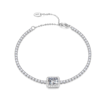 Halo Tennis Chain Bracelet for Women Adjustable Sterling Silver Pink CZ Ginger Lyne Collection - Clear