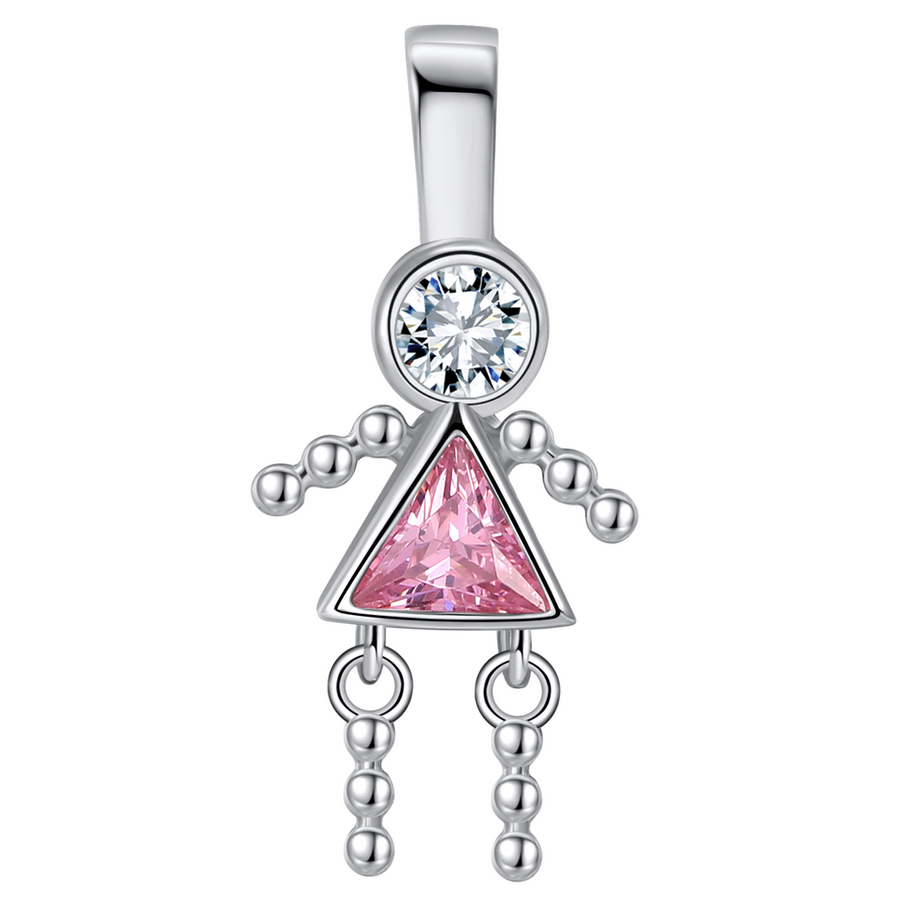 Baby Birthstone Pendant Charm by Ginger Lyne, Boy April Clear Cubic Zirconia Sterling Silver - Boy April