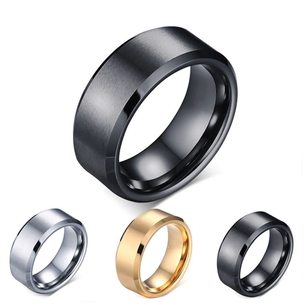 8mm Wedding Band Ring Womens Mens Black Stainless Steel Ginger Lyne Collection - Black,10