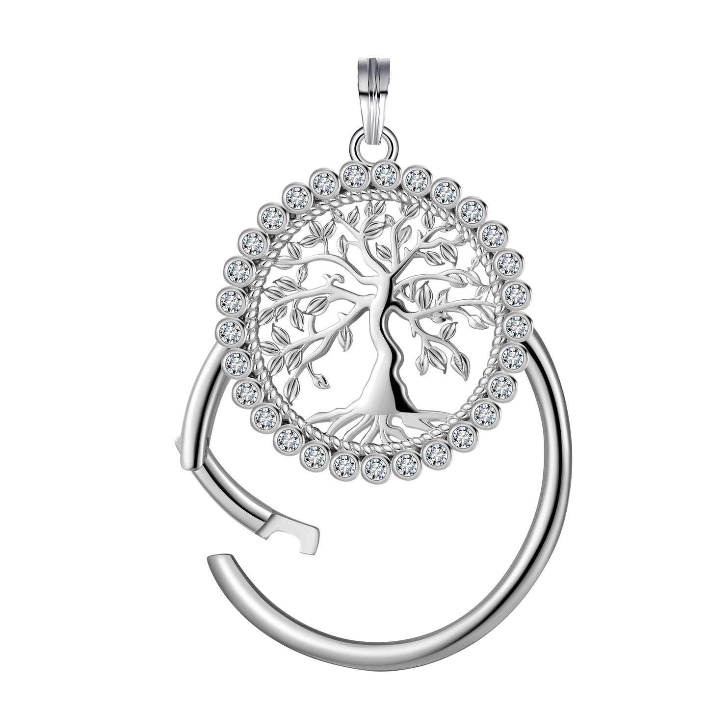 Family Tree Charm Holder for Necklace by Ginger Lyne Sterling Silver Gift for Grandmother or Mother - Family Tree-CH