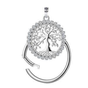 Family Tree Charm Holder for Necklace Sterling Silver Gift for Grandmother or Mother - Family Tree-CH