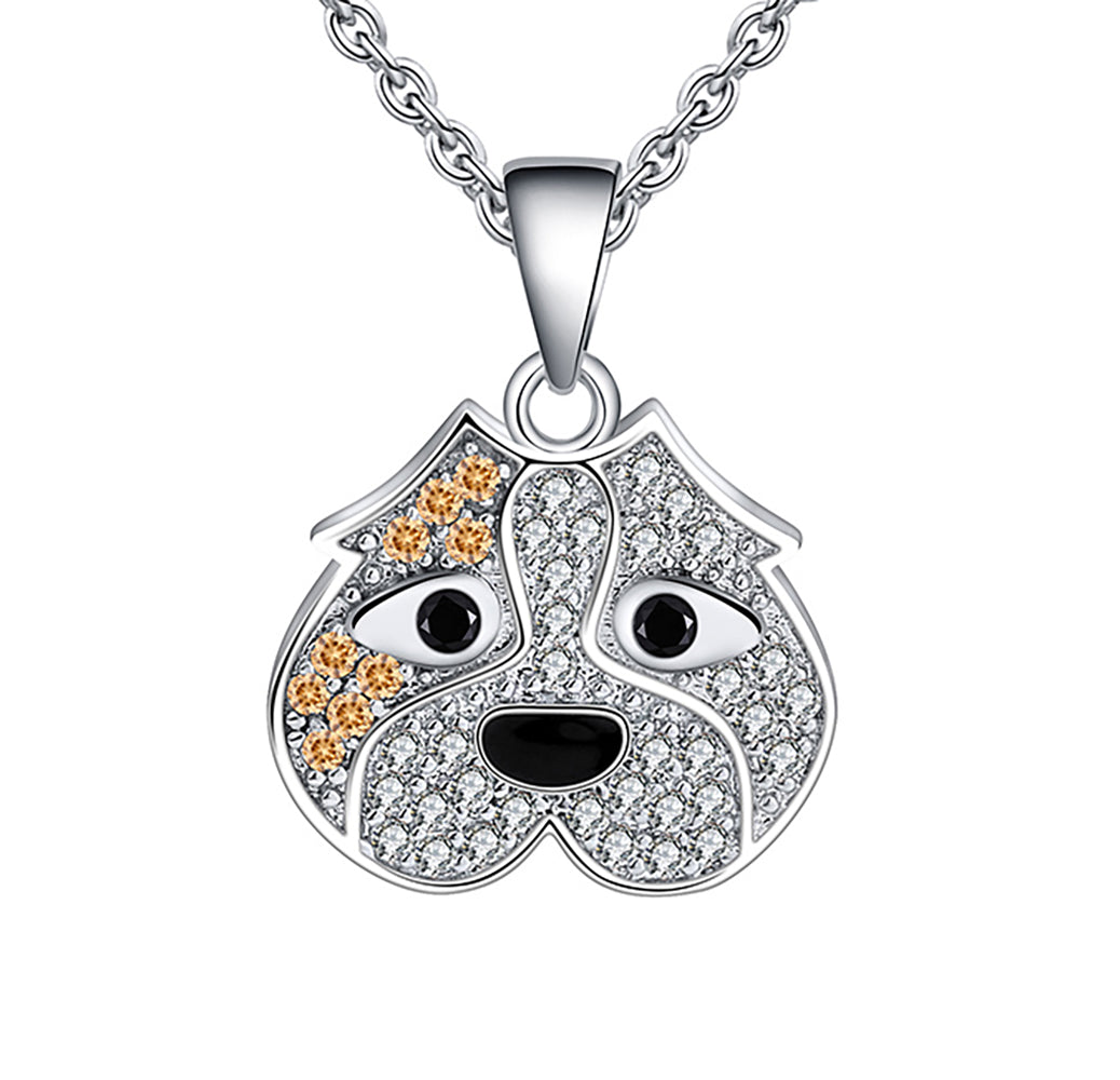 Pitbull Dog 3d Stud Earrings for Women Sterling Silver Cz Ginger Lyne Collection - Necklace
