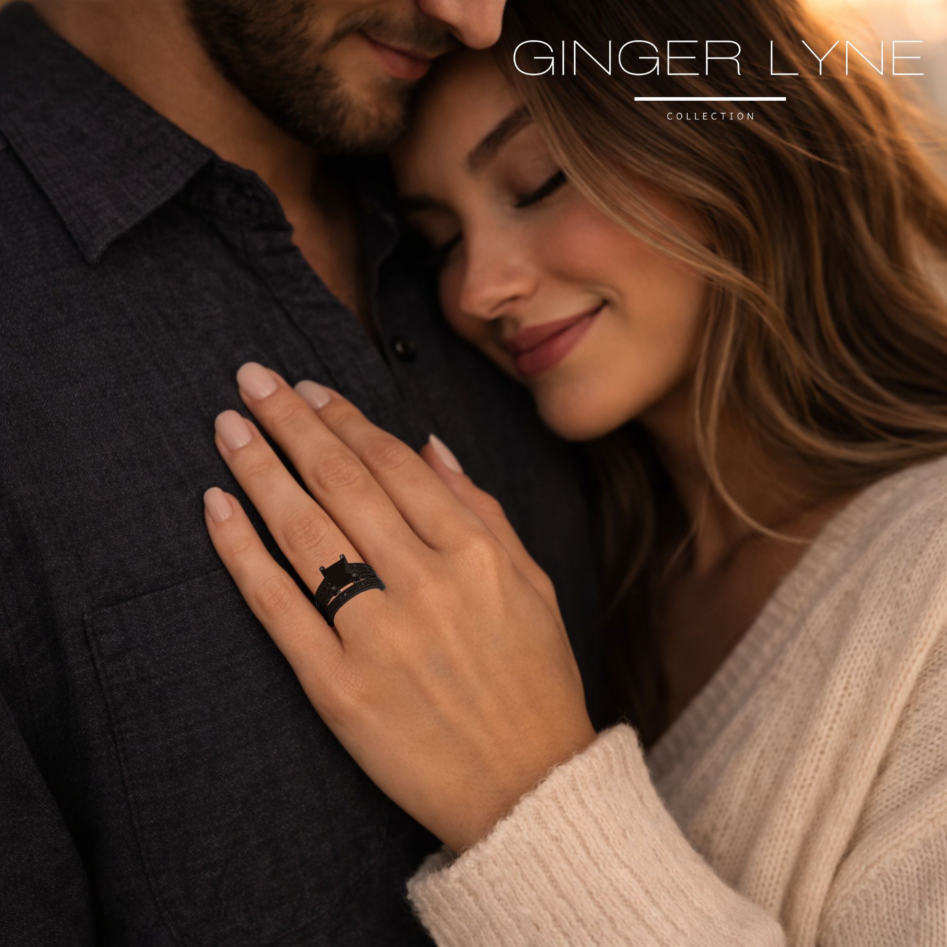 LizaBlackWeddingRingSetforWomanCzGothicEngagementRingGingerLyneCollection_Black-6