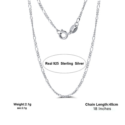 Figaro Chain Necklace for Women or Men 18  Sterling Silver 1.7mm Ginger Lyne Collection