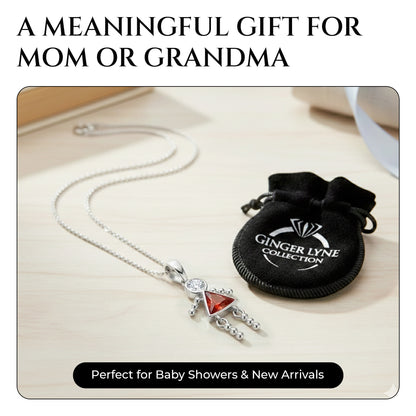 Birthstone Pendant Necklace for Girl Mom or Grandma by Ginger Lyne Sterling Silver CZ Family Birthday Charm - Girl January