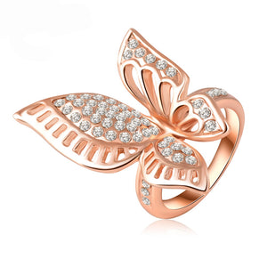 Butterfly Statement Ring Rose Gold Plated Cz Ginger Lyne Collection - 9