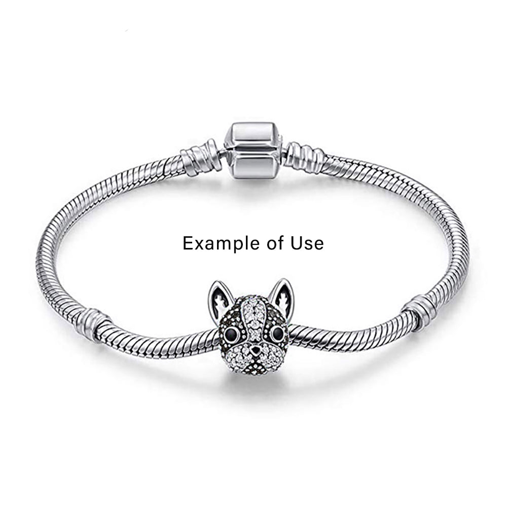 Boston Terrier Frenchie Dog Charm European Bead CZ Sterling Silver Ginger Lyne Collection - Black