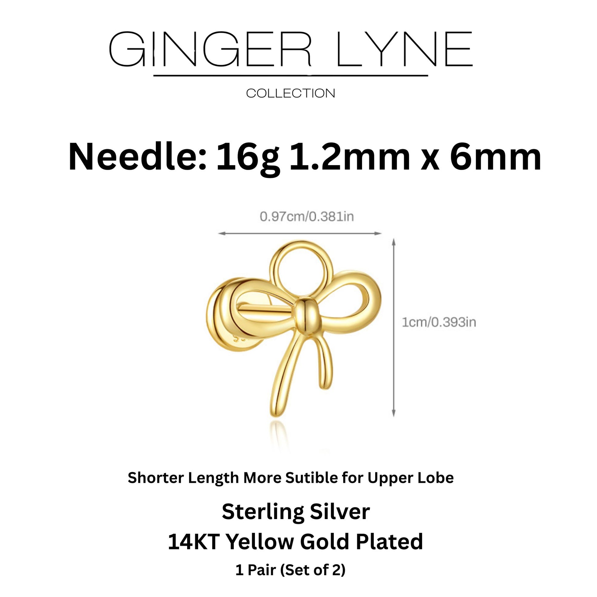 BowKnotFlatBackEarringsforCartilageHelixTragusLobe14ktGoldPlatedSterlingSilverPairbyGingerLyne_Gold-3