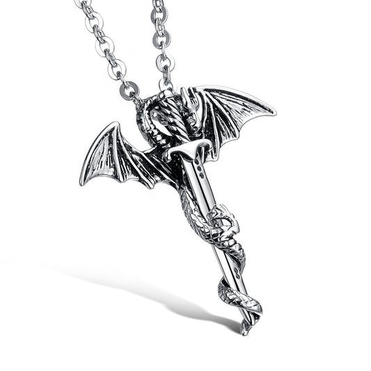 DragonDaggerNecklaceforMenorWomenStainlessSteelBikerGothGingerLyneCollection_Silver-1