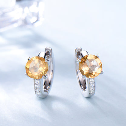 Huggie Hoop Earrings for Women Madeira Citrine Sterling Silver Ginger Lyne Collection - Citrine