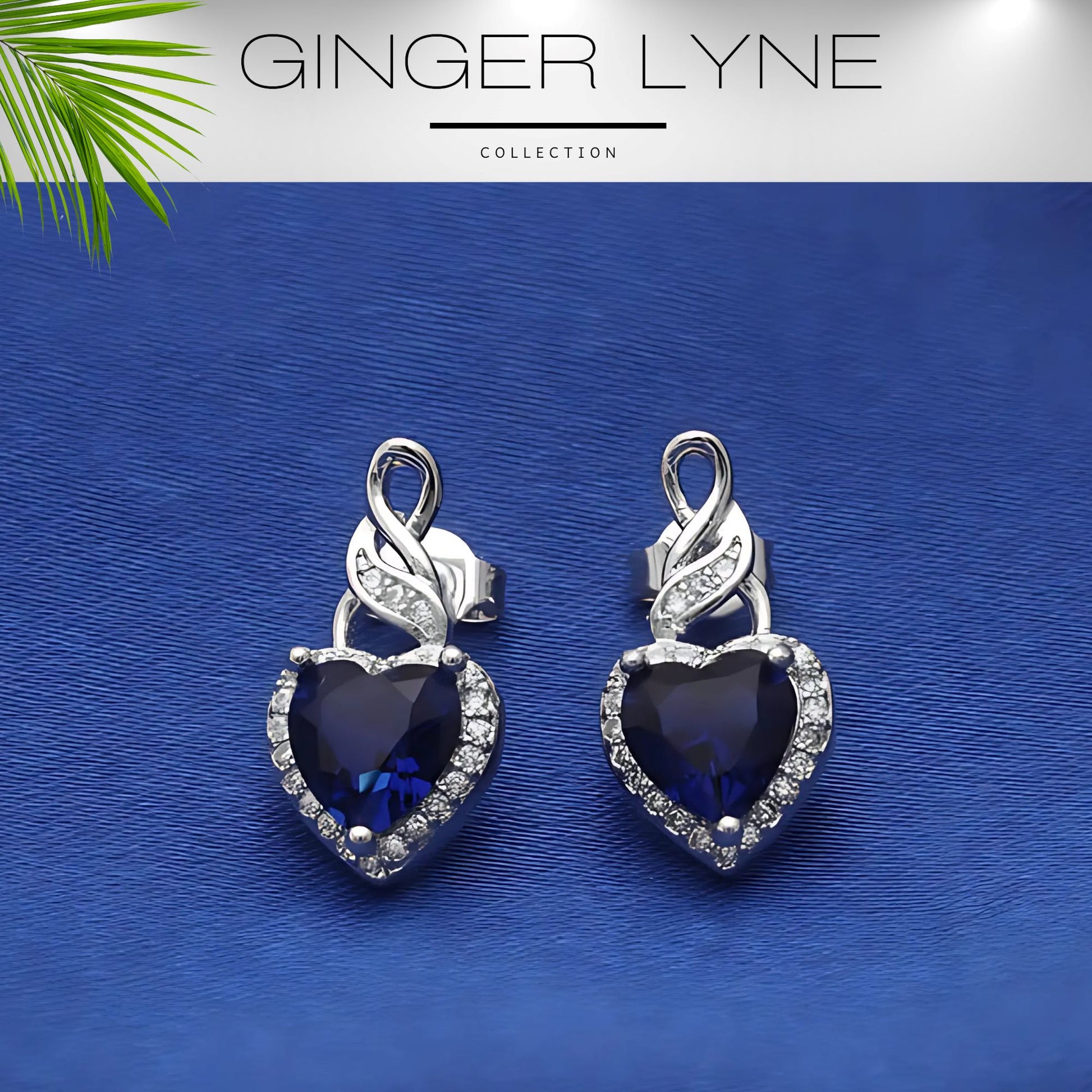 HeartShapeBlueCzDropStudEarringsWomensGingerLyneCollection_Blue-2