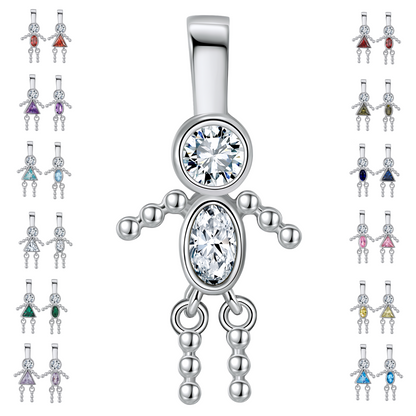 Baby Birthstone Pendant Charm by Ginger Lyne, Boy April Clear Cubic Zirconia Sterling Silver - Boy April