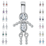 Load image into Gallery viewer, Baby Birthstone Pendant Charm by Ginger Lyne, Boy April Clear Cubic Zirconia Sterling Silver - Boy April
