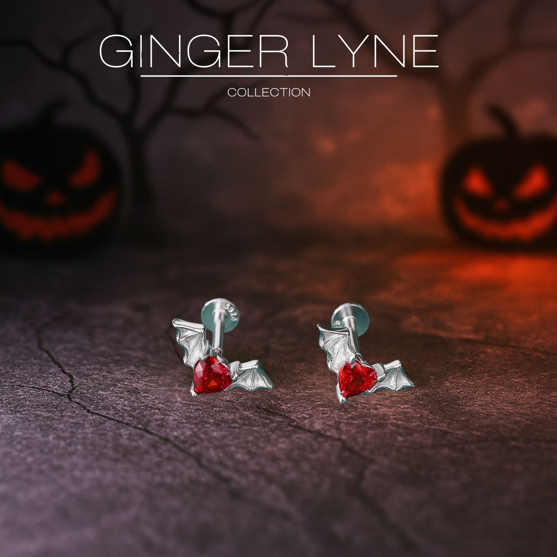 Flying Bat Flat Back Earrings for Women Sterling Silver 16g Cartilage Helix Lobe Body Piercing Stud Ginger Lyne - Silver