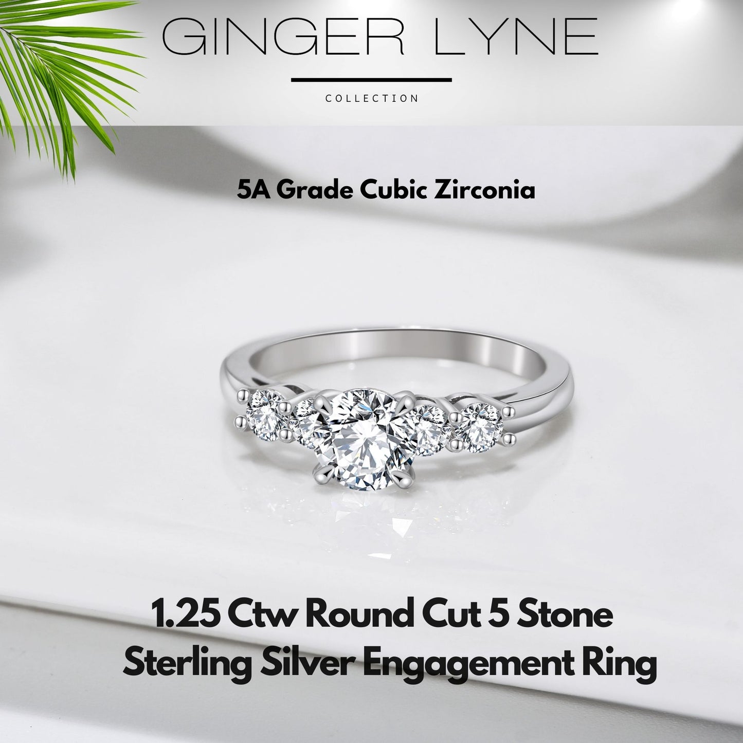 EngagementRingforWomenLeShaCzSterlingSilver5StoneWeddingRingbyGingerLyne_Silver-3