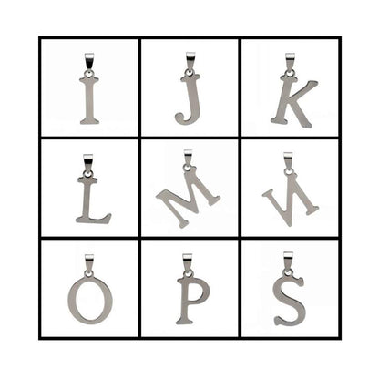 Initial Letter Pendant Necklace Stainless Steel Men Women Ginger Lyne Collection - C