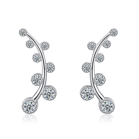 Curved Leaf Stud Wrap Earrings for Women Sterling Silver Cz Ginger Lyne Collection