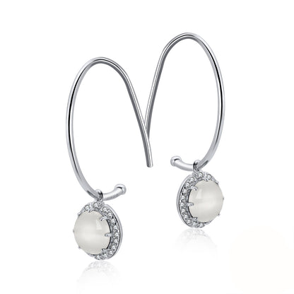 Drop Hook Earrings for Women Sterling Silver Cubic Zirconia Charm Ginger Lyne Collection - White
