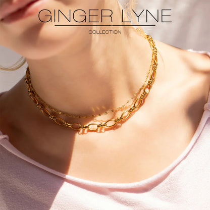 OvalLinkCircleChainNecklaceforWomen18KTGoldPlatedStainlessSteel16"-18"GingerLyneCollection_Gold-tone-3