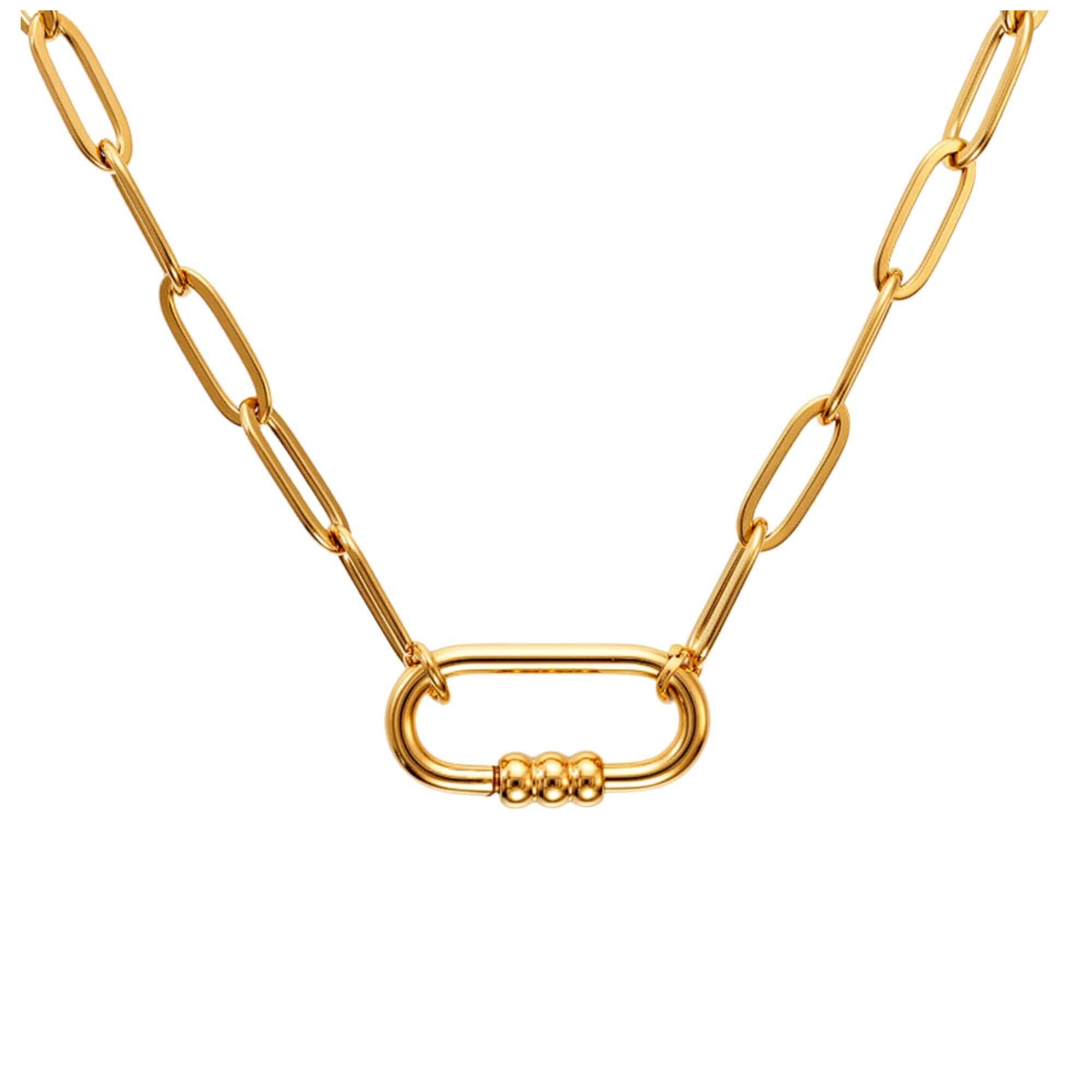 Carabiner Charm Holder Necklace for Women by Ginger Lyne 18KT Gold
