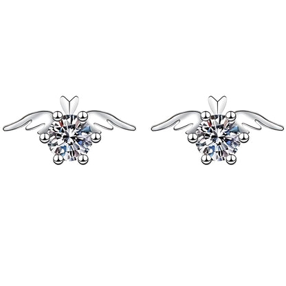 AngelWingsStudEarringsforWomenWhiteGoldPlatedCubicZirconiabyGingerLyne_Silver-1
