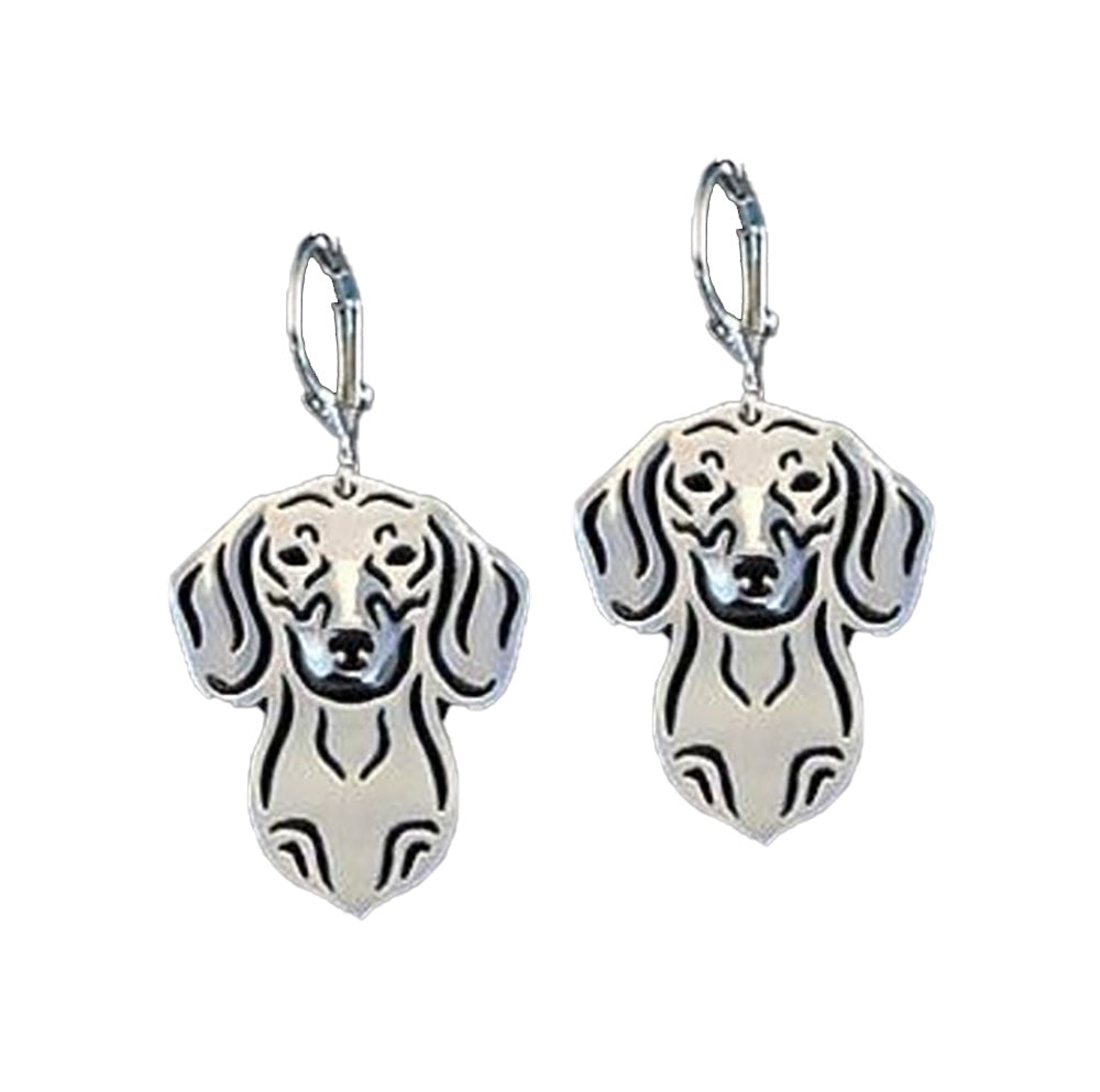 Dachshund Dog Sterling Silver Earrings Necklace Set Women Ginger Lyne Collection - Earrings Only