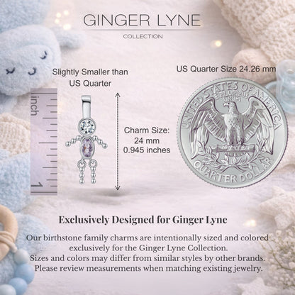 Birthstone Family Pendant for Mom by Ginger Lyne Stainless Steel Cubic Zirconia Charms For Grandma Necklace_Male-June-Silver-2