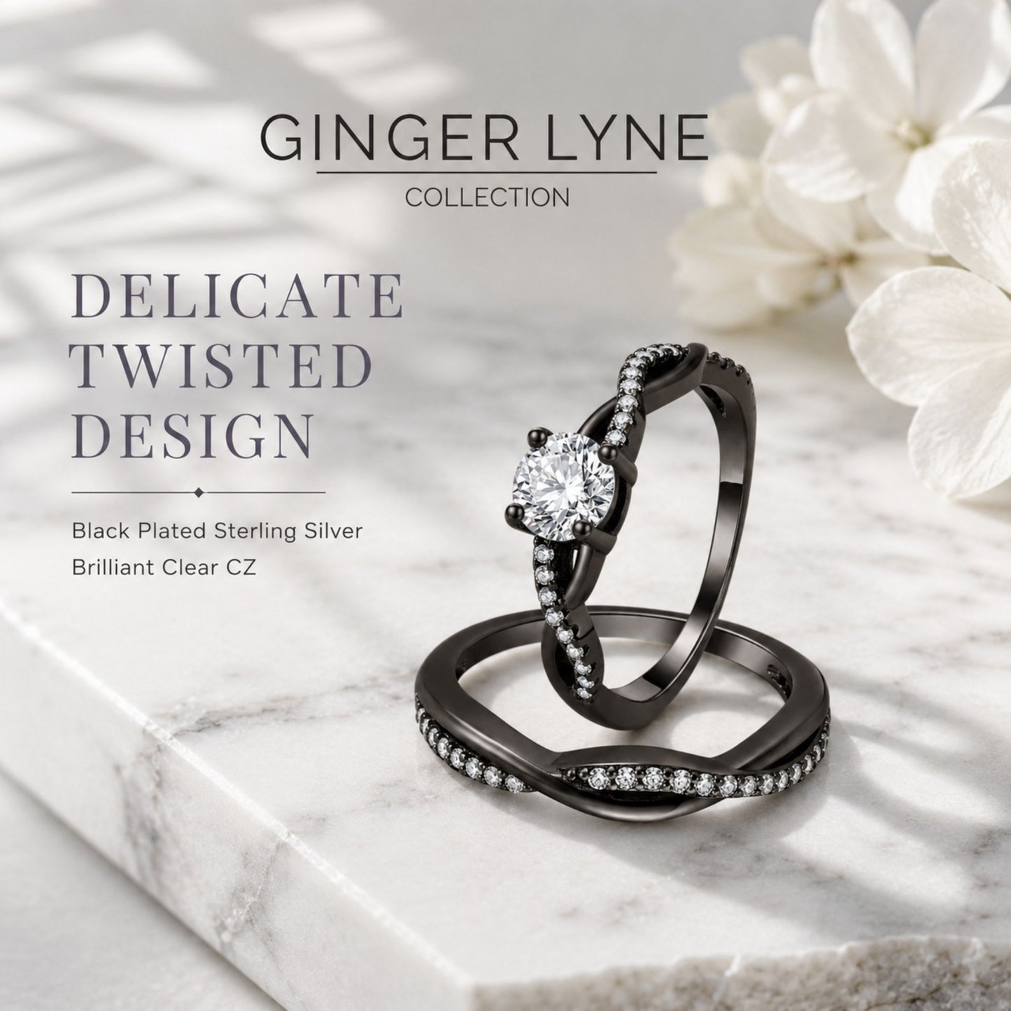QueenaBlackWeddingRingSetAnniversaryBandEngagementRingforWomenSterlingSterlingCzGingerLyneCollection_RhodiumBlack-Clear-2