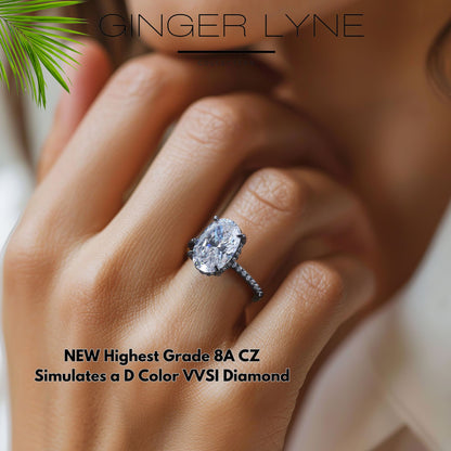 Solitaire 3 Ct Oval Engagement Ring for Women Sterling Silver CZ Ginger Lyne Collection