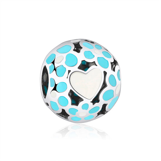 Heart Charm European Bead Sterling Silver Blue Ginger Lyne Collection