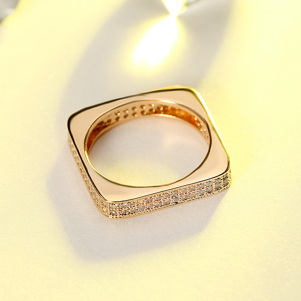 Square Eternity Wedding Band Ring for Women Cz Gold Plated Ginger Lyne Collection