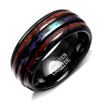 Load image into Gallery viewer, Tungsten Wedding Band Ring 8mm Men Women Koa Wood Abalone Ginger Lyne Collection - Black,8
