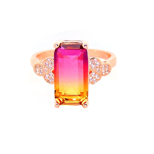 Iris Statement Ring Womens Rainbow Cz Rose Plated Womens Ginger Lyne Collection - 10