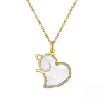Load image into Gallery viewer, Cat Heart Pendant Necklace for Women Seashell CZ Gold Over Sterling Silver Ginger Lyne Collection - Gold
