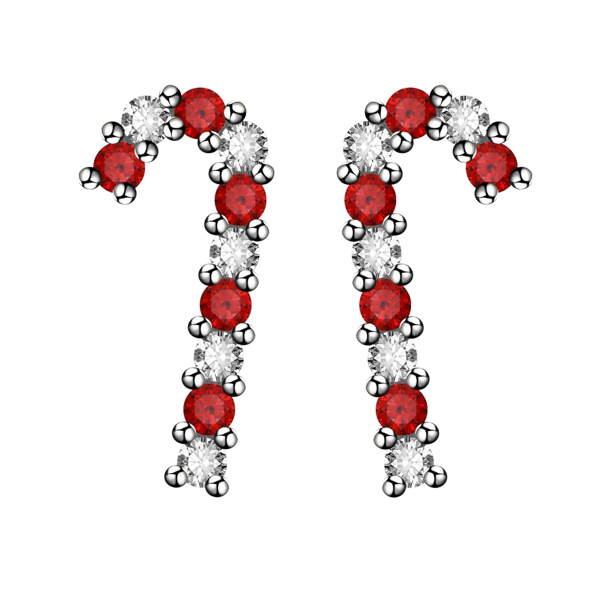 ChristmasCandyCaneFlatBackEarringsforWomenSterlingSilver16gCartilageHelixLobeBodyPiercingStudbyGingerLyneCollection_Silver-1