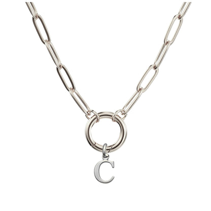 PaperclipLinkCircleCarabinerIntialLetterCharmHolderNecklaceforWomen18ktGoldPlatedStainlessSteelGingerLyne_Gold-5