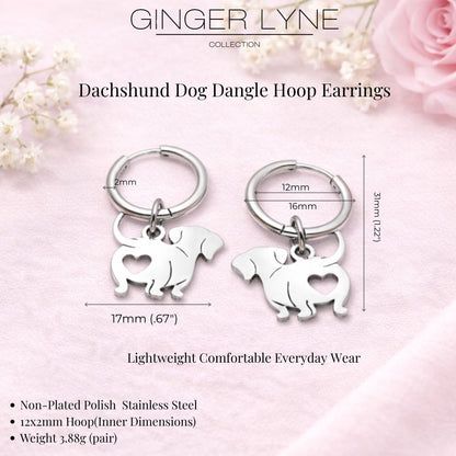 DachshundDangleHoopEarringsforWomen12mmNon-PlatedSilverToneStainlessSteelbyGingerLyne_Silver-4