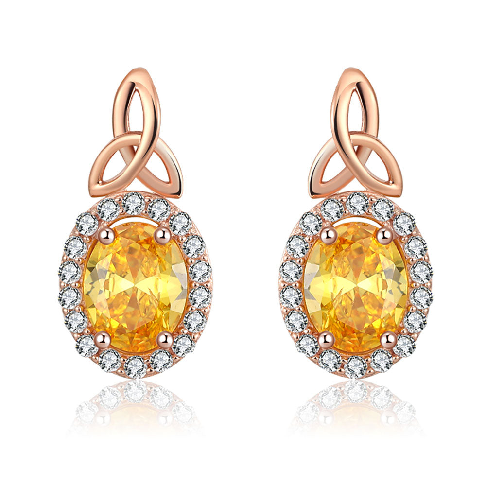 Halo Drop Earrings for Women Yellow Cz Rose Sterling Silver Ginger Lyne Collection