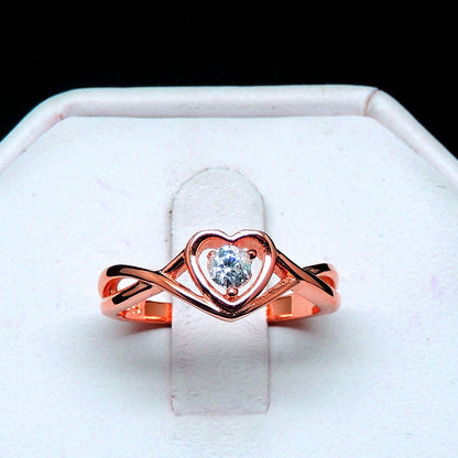 Christine Engagement Ring Promise Heart For Women Yellow or Rose Gold Cz Ginger Lyne Collection